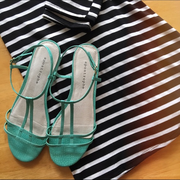 Apostrophe teal gladiator sandals