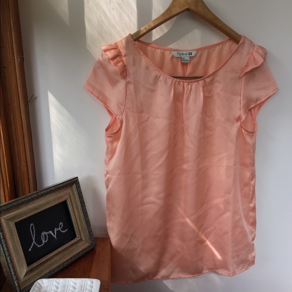Salmon Blouse - Sleeve Ruffles - Forever 21