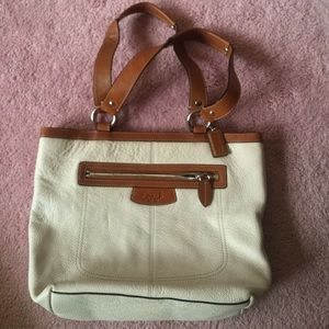 Tan Coach purse