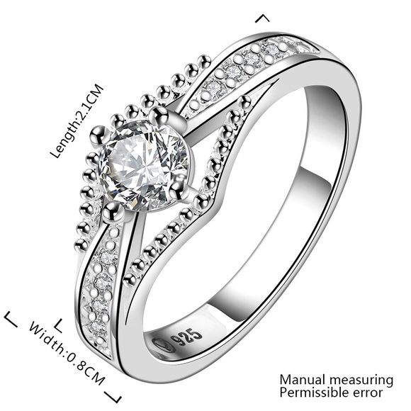 Stamped 925 round stone with small crown size 8