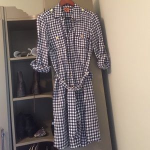 Tory Burch Navy and White Gingham Dress