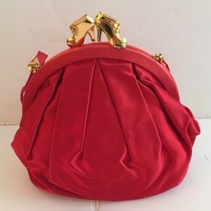 Salvatore Ferragamo Red Silk Evening Bag