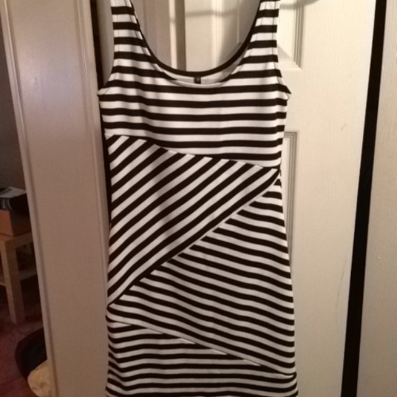 black and white striped dress
