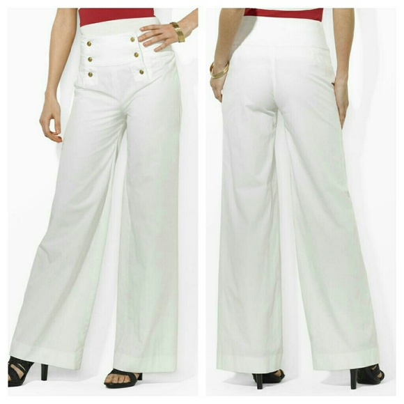 Ralph Lauren Wide Leg Cotton Sailor Pants