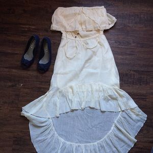 Beige off the shoulder beach dress