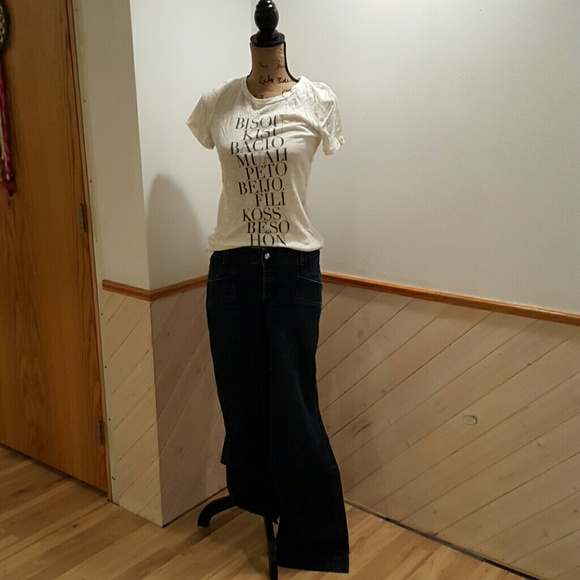 Dark blue wide leg jeans