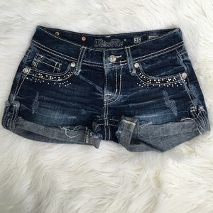 Miss Me Cuffed Sequin Stretch Shorts