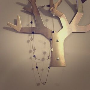 Long necklace with black and silver studs