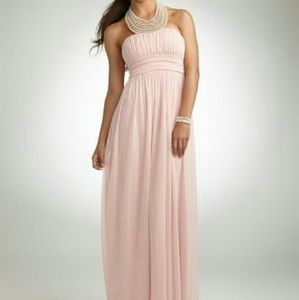 Pink chiffon dress with beaded neckline