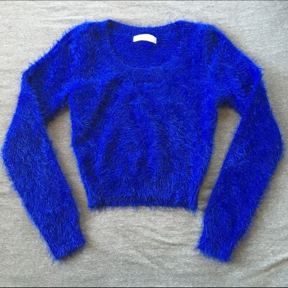 American Apparel Cobalt Blue Fuzzy Crop Sweater