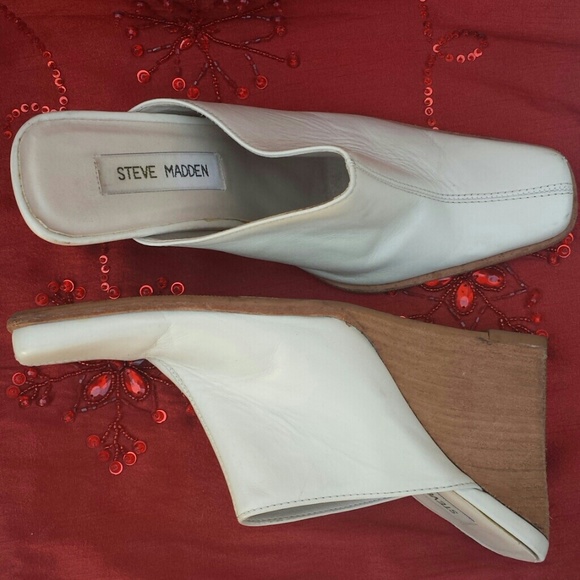 Off white Wedge Mules, 7B Steve Madden - Picture 3 of 4