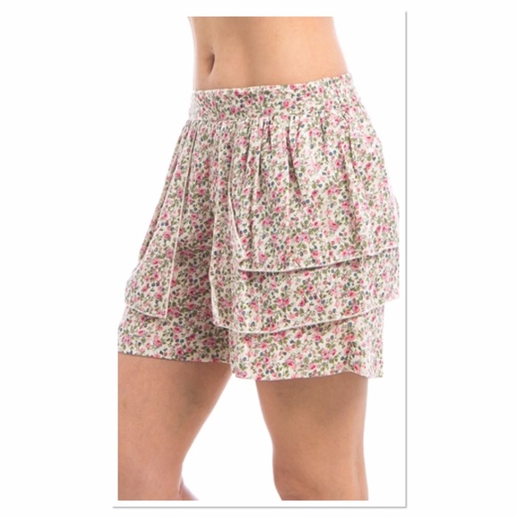 PINK FLORAL TIERED SKORT - Picture 2 of 8