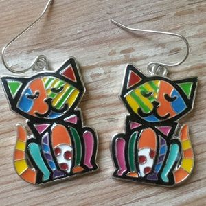 Crazy cat earrings