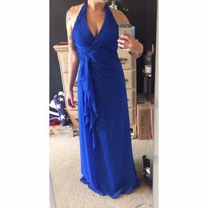 David's Bridal royal blue long bridesmaid's dress