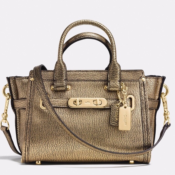 Coach Gold Metallic Swagger Bag - Picture 4 of 4