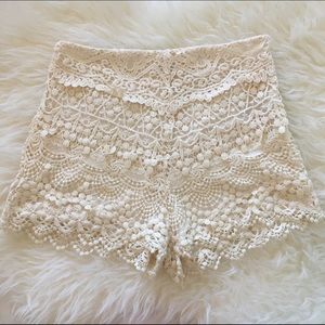 Kimchi Blue High Waisted Crochet Shorts