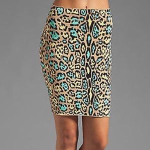 BCBG Lucine Animal XXS Leopard Power Pencil Skirt