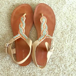 Green and orange sandals