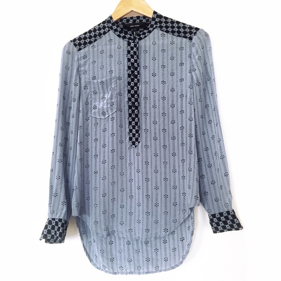 Isabel Marant Blue Silk Printed Blouse