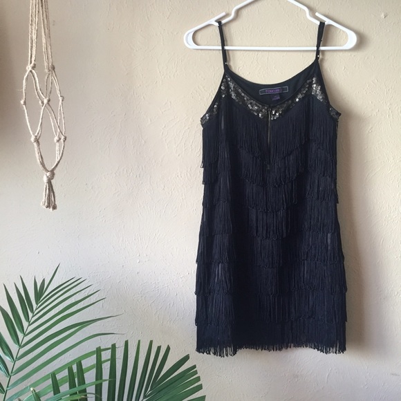 Forever 21 Black Tassel Dress (Small)