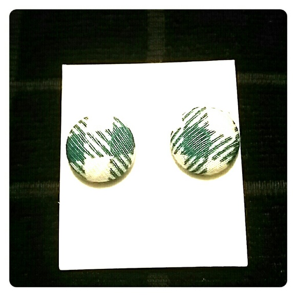 Dark green and white earrings