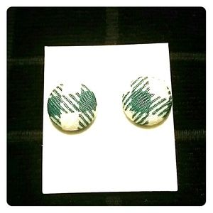 Dark green and white earrings