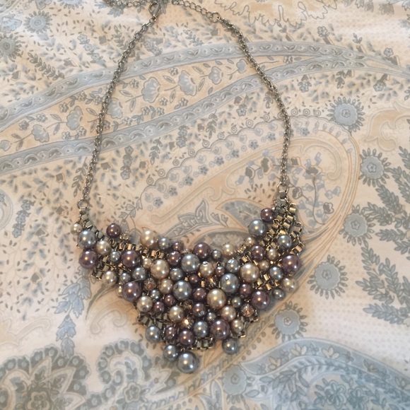 SOLD-Pearl and Rhinestone Loft Bib Necklace