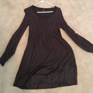 Dark brown silk accent dress