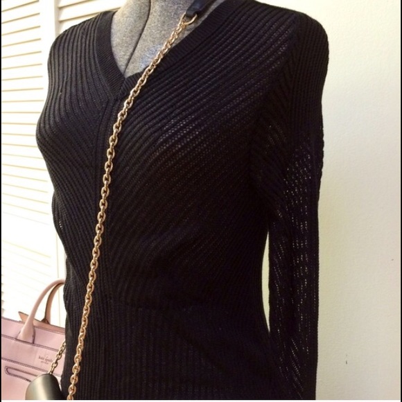 All Saints Black Mesh Sweater