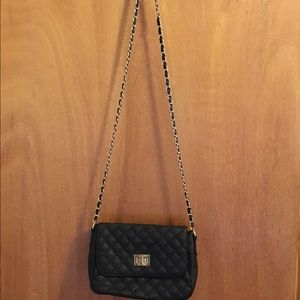 Black and gold chain cross body bag