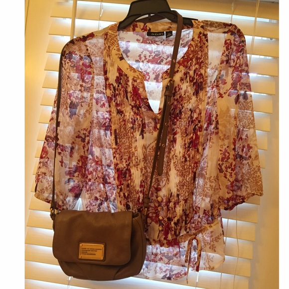 Sheer Floral Blouse with Ruched Bottom