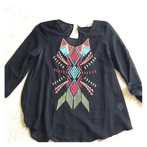 Black Aztec blouse