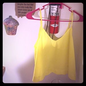 Pale yellow scallop crop tank