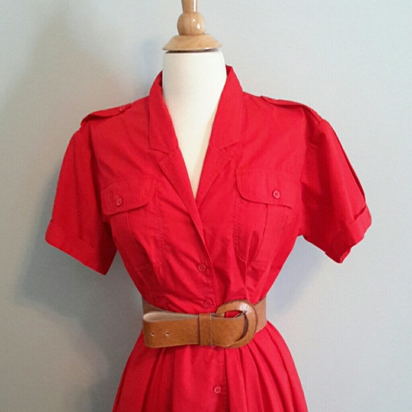 Vintage red button down dress. - Picture 2 of 8