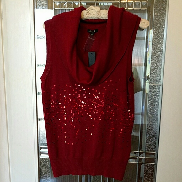 APT 9 sequin dark red cowl neck sweater