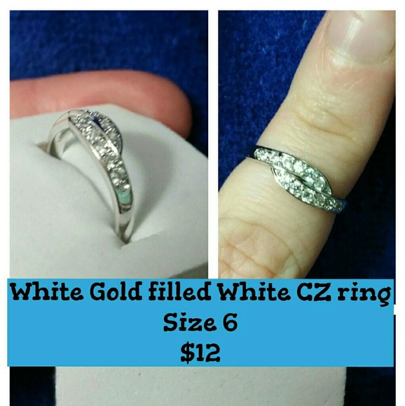 White Gold filled White CZ ring Size 6