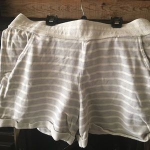 Light grey striped cotton terry shorts