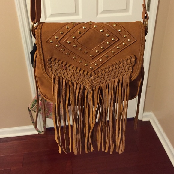 Brown fringe crossbody