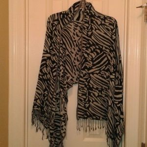 Animal Print Fringe Shawl