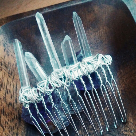 Handmade Mermaid Clear Quartz Hair Clip