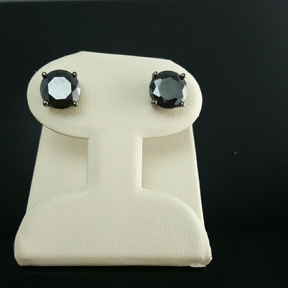 2.5 carat black CZ studs with 925 sterling