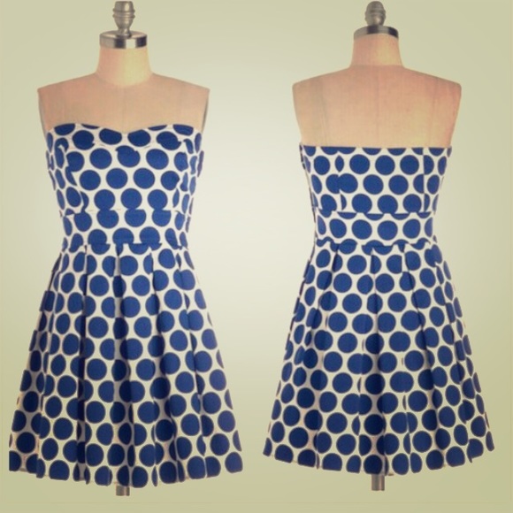 Mod cloth dress - Blue and white polka dot