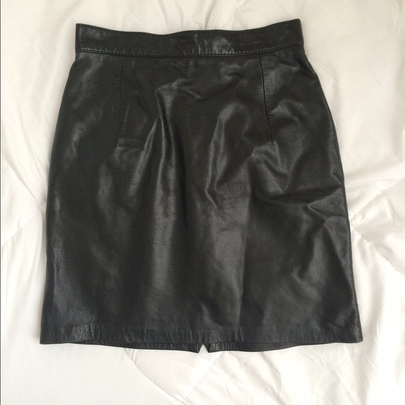 Black Leather Mini Skirt, Zip Back