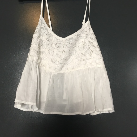 LF Tops - LF white with crochet detail tank top