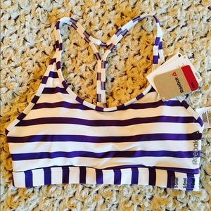 Reebok Sports Bra - White & Purple Striped Sz XS