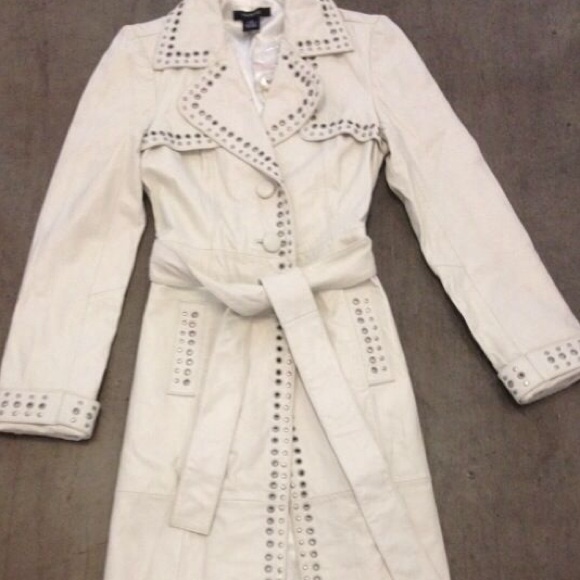 Genuine leather trench coat
