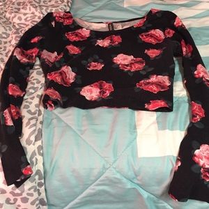 H&M Floral Long Sleeve crop top
