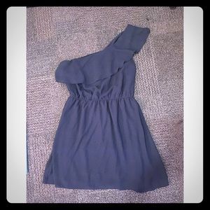 Navy One-Shouldered Dress