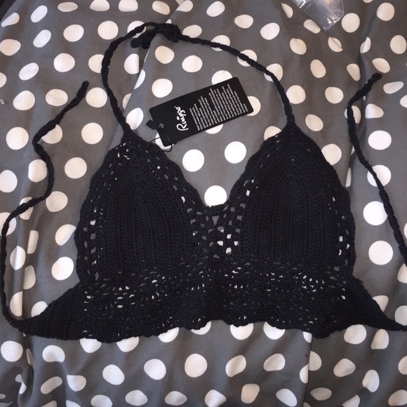 Never worn or touched black halter crochet top!