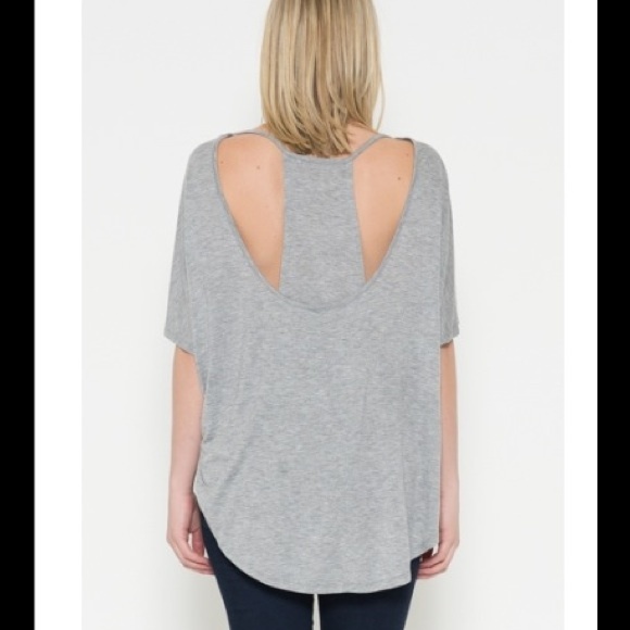 Layered Back Top in Heather Grey - Picture 2 of 3